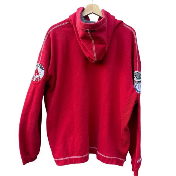 Boston Red Sox Majestic Vintage Fuzzy Patch logo red hoodie Sweatshirt Large - Picture 2 of 10